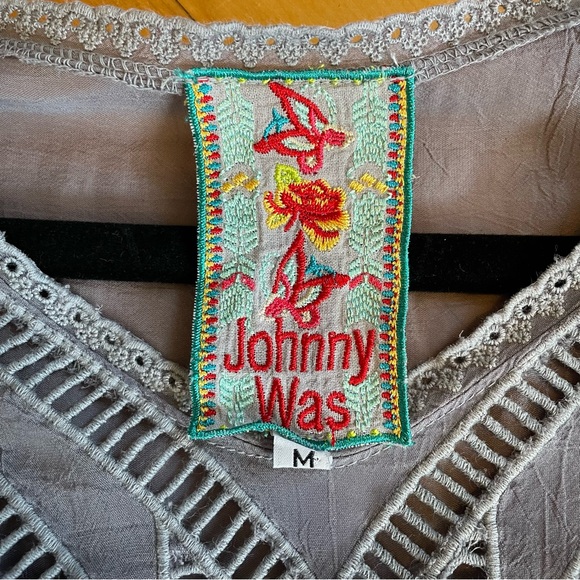 JOHNNY WAS Vara Blouse Top Cupra Rayon Embroidered Cut Out Ladder Lace Boho - Picture 8 of 15